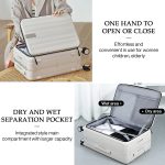 Hanke Carry On Luggage, Suitcase with Wheels & Front Opening, 20in Spinner Luggage Built in TSA Aluminum Frame PC Hardside Rolling Suitcases Travel Bag - Ivory white